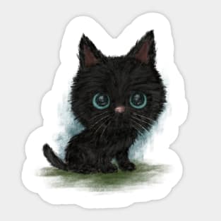 Black cat with blue eyes is sitting Sticker